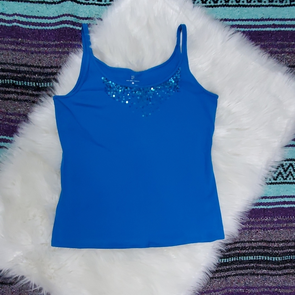 New York & Co Blue Sequin Tank Top NWOT